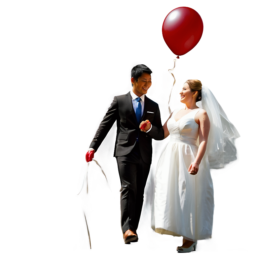 Bride And Groom With Balloons Png Huo27 PNG image