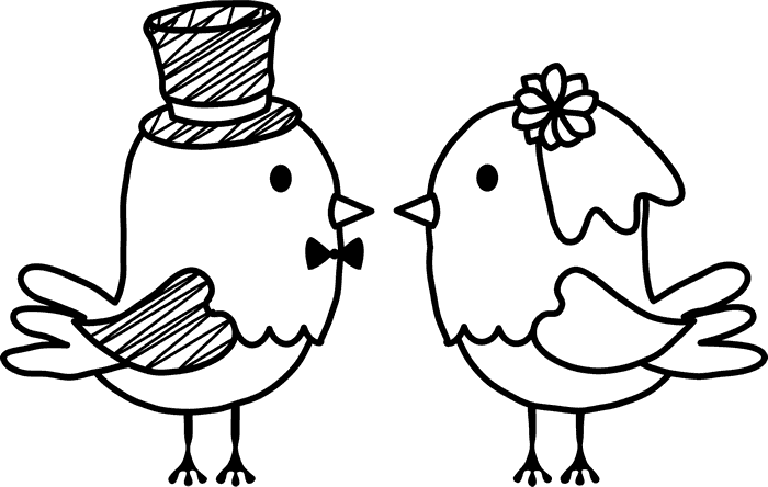 Brideand Groom Birds Line Art PNG image