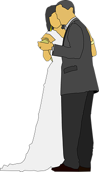 Brideand Groom Embrace Silhouette PNG image
