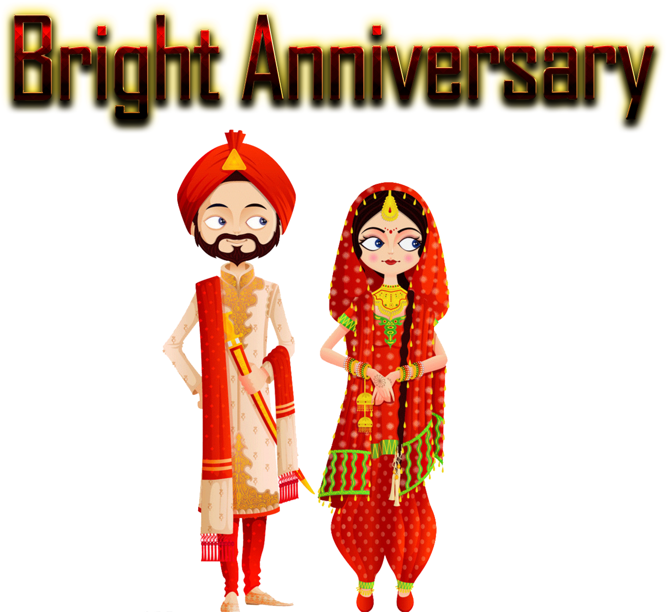 Bright Anniversary_ Couple In Traditional Indian Attire PNG image
