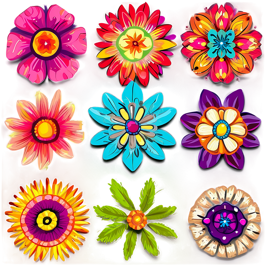 Bright Boho Flowers Png Oxg19 PNG image