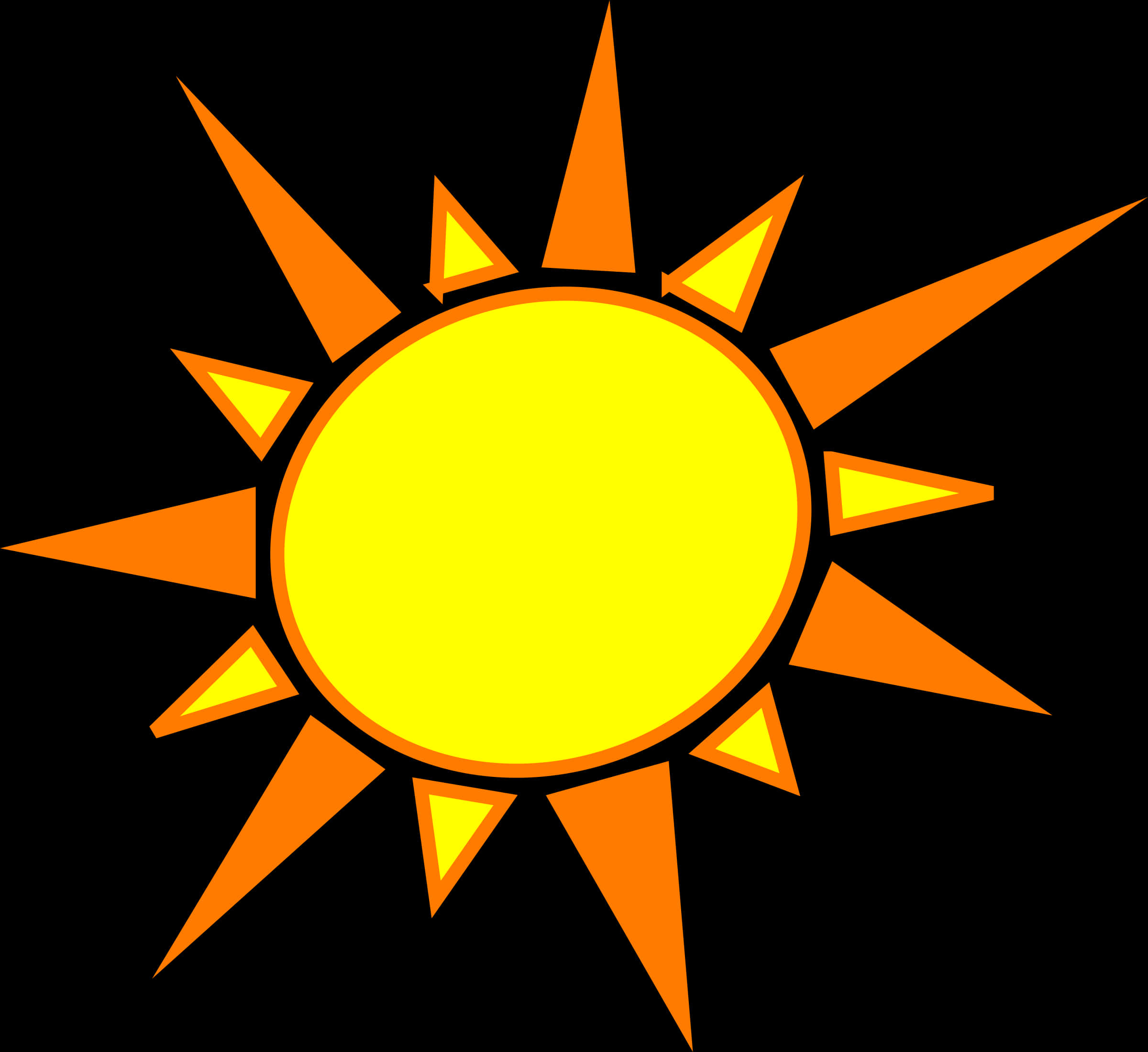 Bright Cartoon Sun Transparent Background PNG image