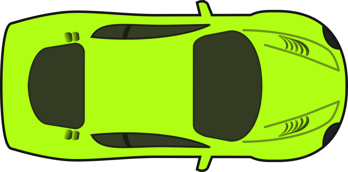 Bright Green Car Top View PNG image