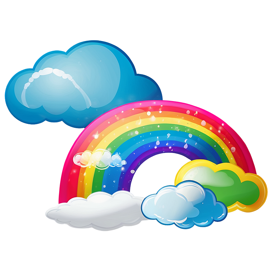 Bright Rainbow With Fluffy Clouds Png 14 PNG image