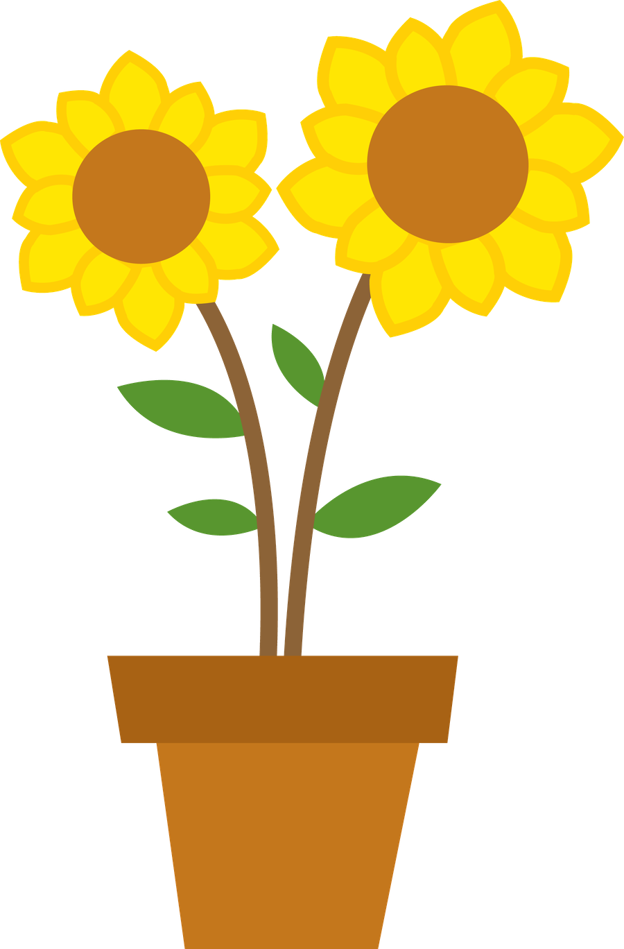 Bright Sunflowersin Pot Clipart PNG image