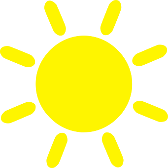 Bright Yellow Cartoon Sun PNG image