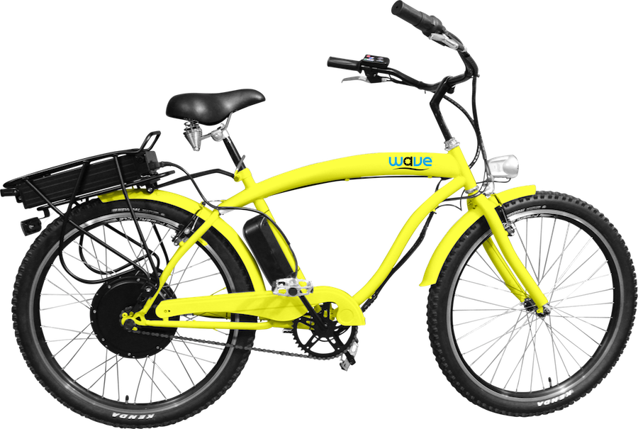 Bright Yellow Electric Bike PNG image