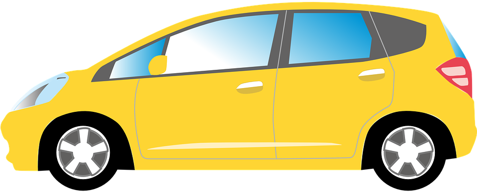 Bright Yellow Hatchback Car PNG image