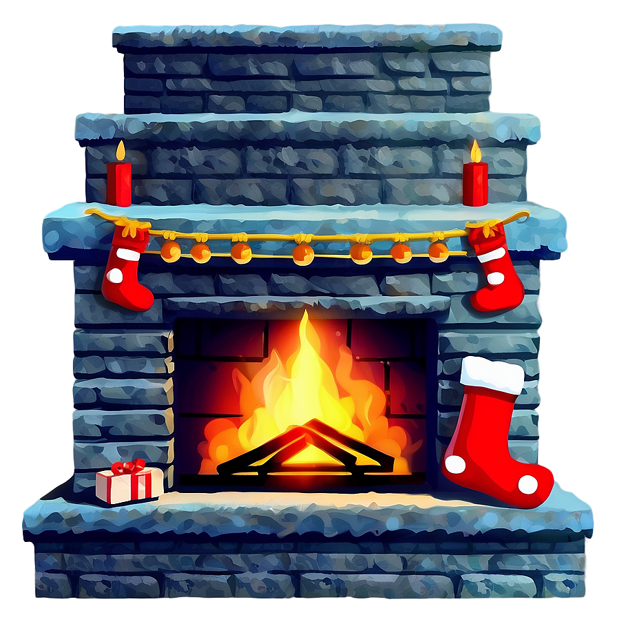 Brightly Lit Christmas Fireplace Png Tks55 PNG image