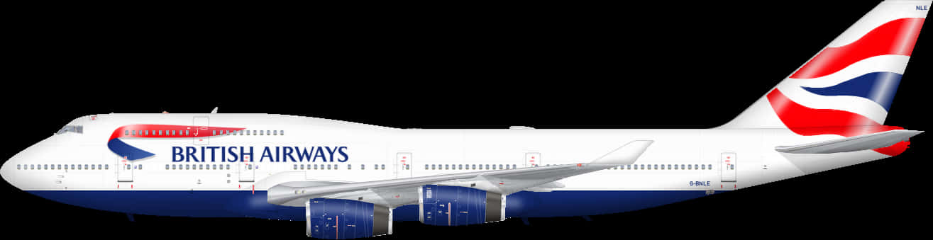 British Airways Boeing747 Side View PNG image