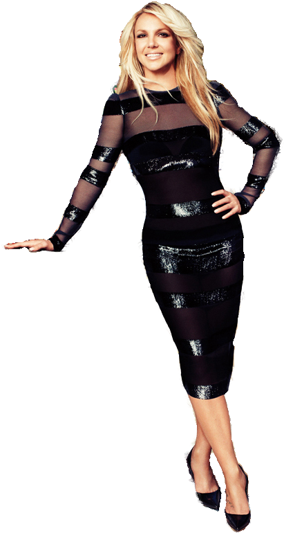 Britney Spears Black Striped Dress Pose PNG image