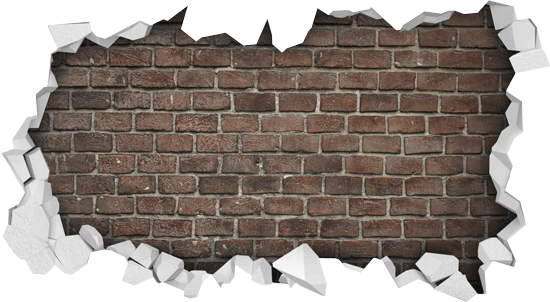 Broken Brick Wall Revealing Interior PNG image