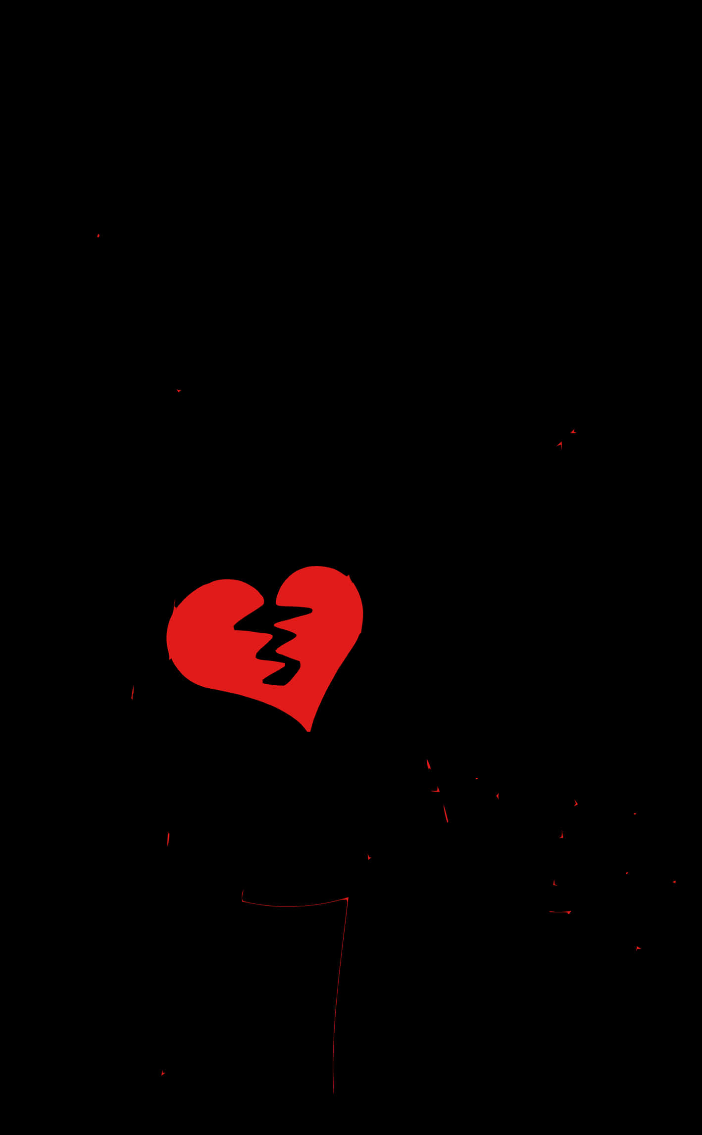 Broken Heart Redon Black PNG image