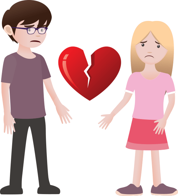 Broken Hearted Couple Cartoon PNG image