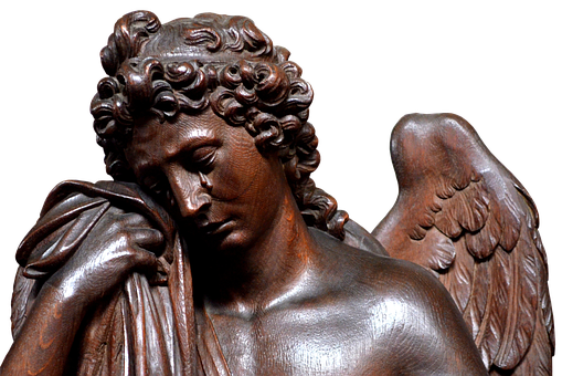 Bronze Angel Sculpture Detail PNG image