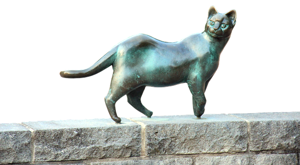 Bronze Cat Sculpture PNG image
