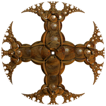 Bronze Fractal Cross Art PNG image