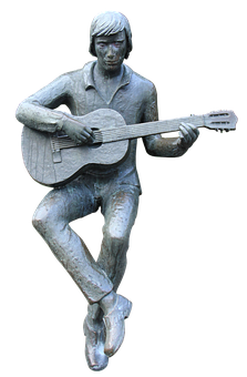 Bronze Guitarist Statue PNG image