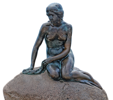 Bronze Mermaid Sculpture PNG image