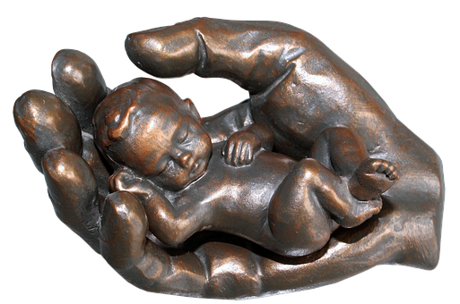 Bronze Sculpture Babyin Hands PNG image
