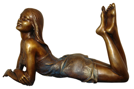 Bronze Sculpture Reclining Girl PNG image