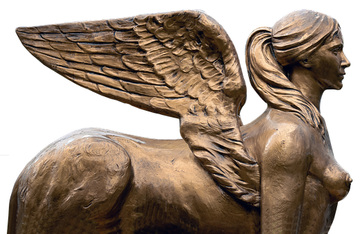 Bronze Sphinx Angel Sculpture PNG image