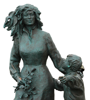 Bronze Statue Mother Child PNG image