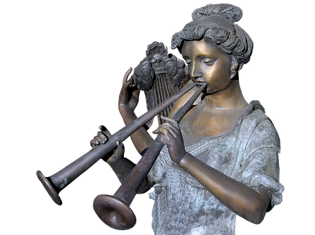 Bronze Statue Playing Trombone PNG image