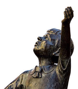 Bronze Statue Raised Hand PNG image