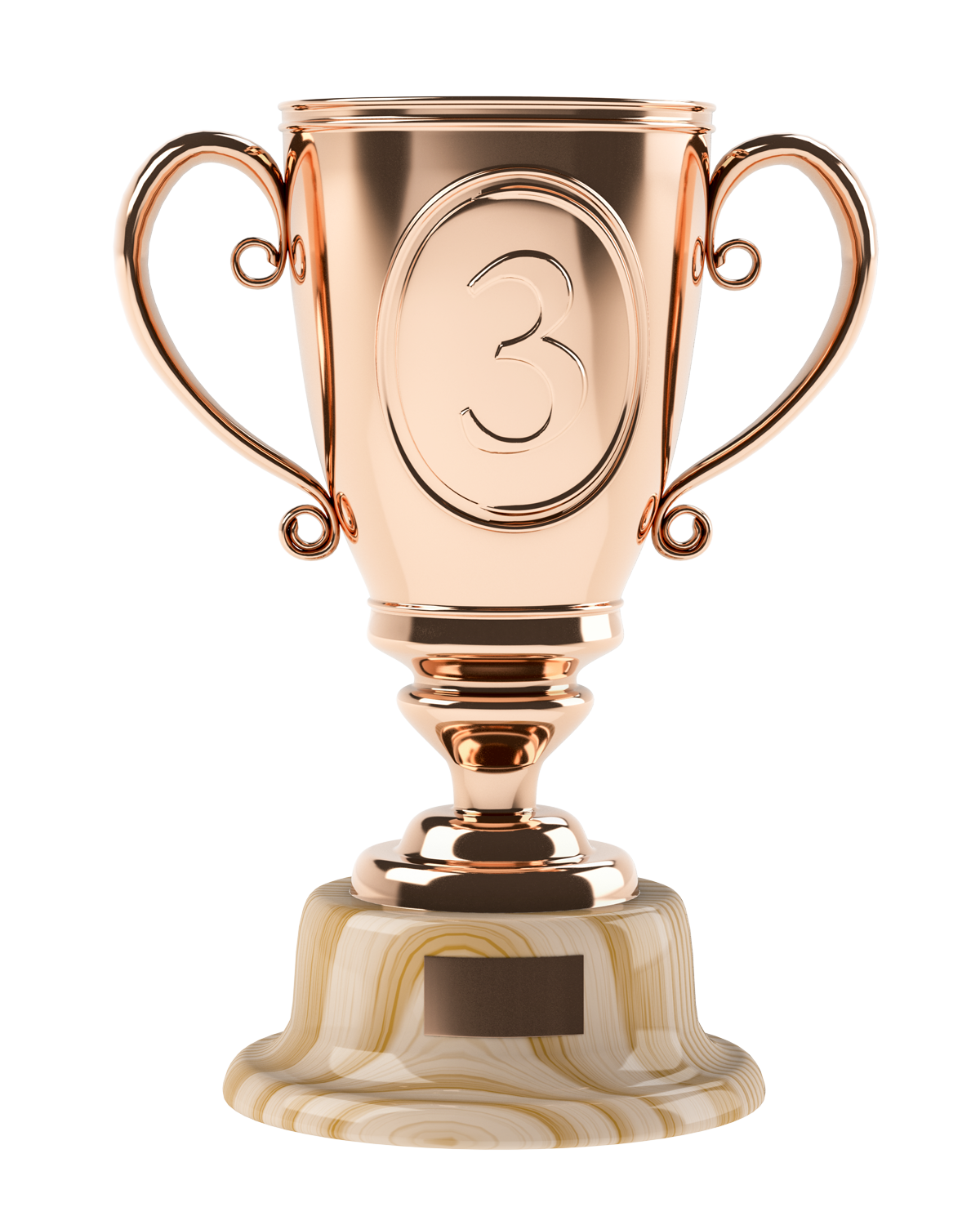 Bronze Trophy Number Three PNG image