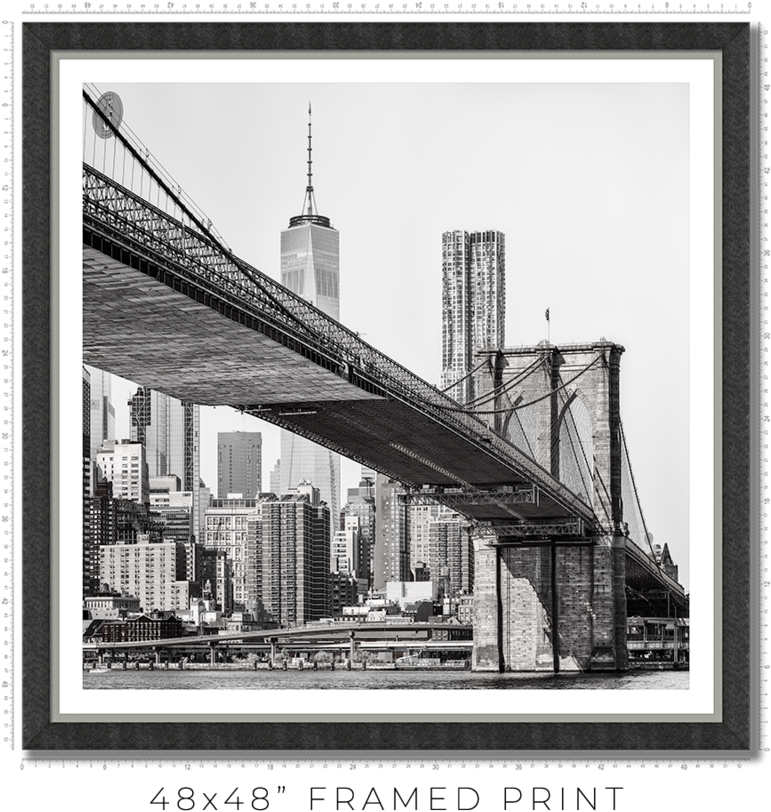 Brooklyn Bridge Manhattan Skyline Black And White PNG image