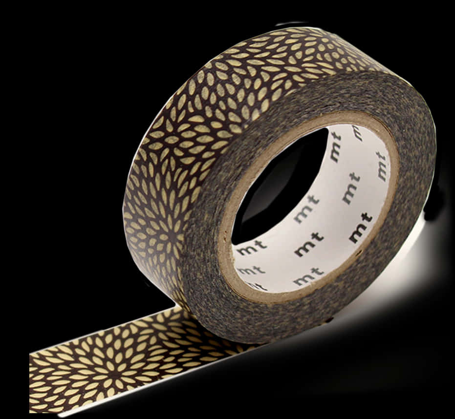 Brown Floral Washi Tape Roll PNG image
