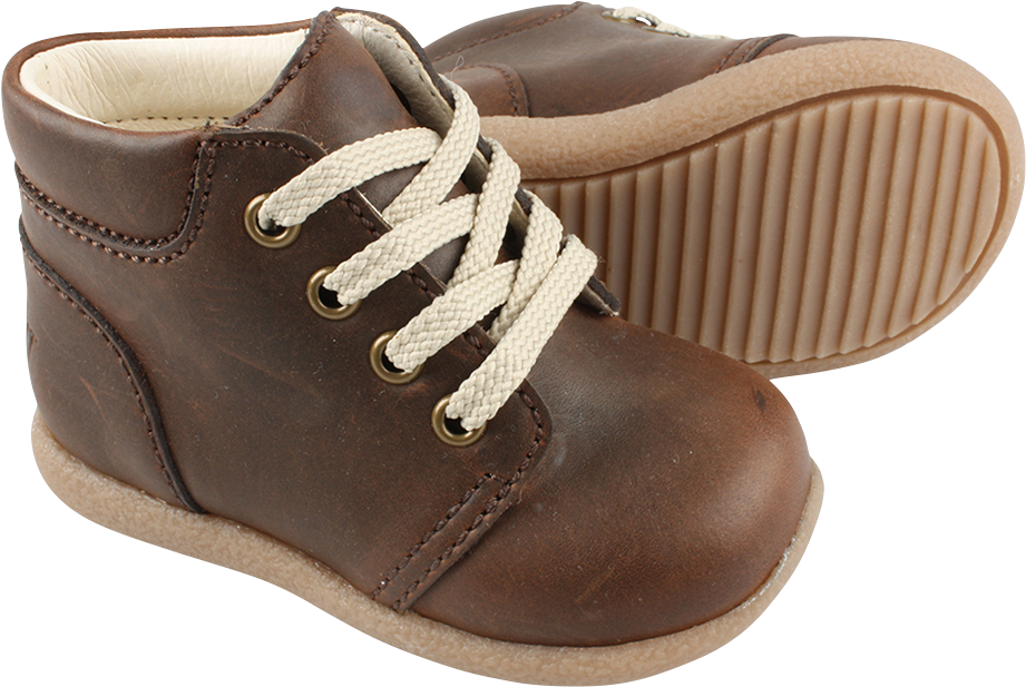 Brown Leather Child Shoe With Laces PNG image