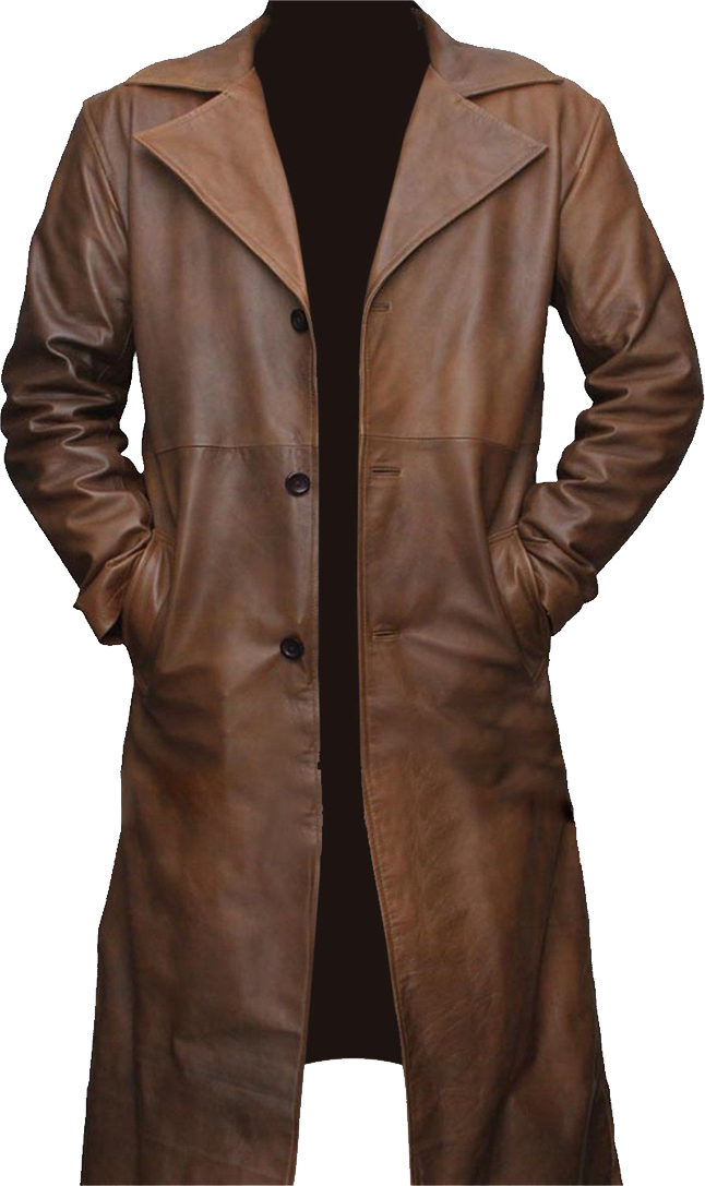 Brown Leather Coat Transparent Background PNG image