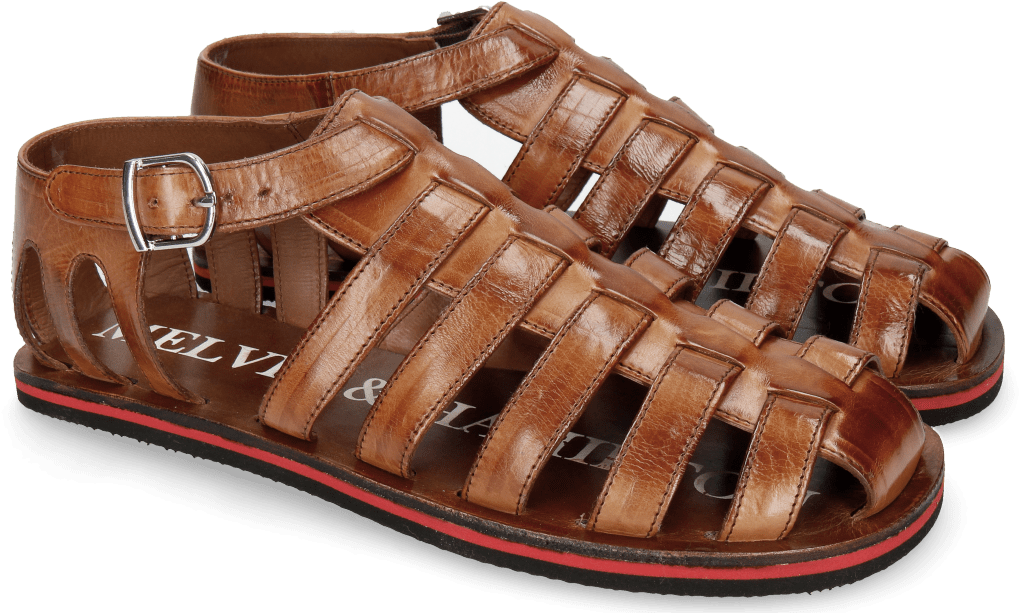 Brown Leather Fisherman Sandals PNG image