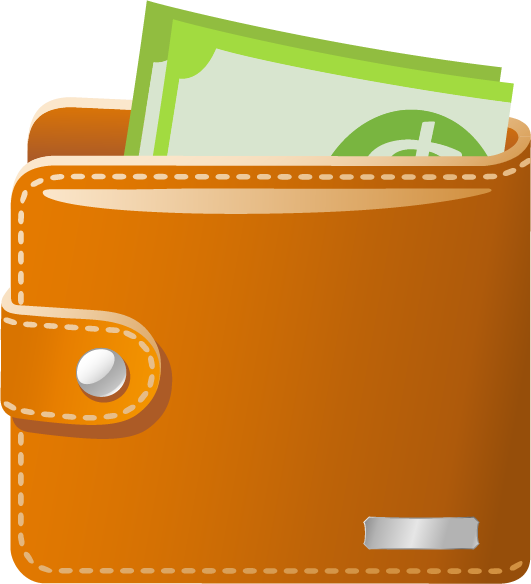 Brown Leather Wallet Cash Vector PNG image