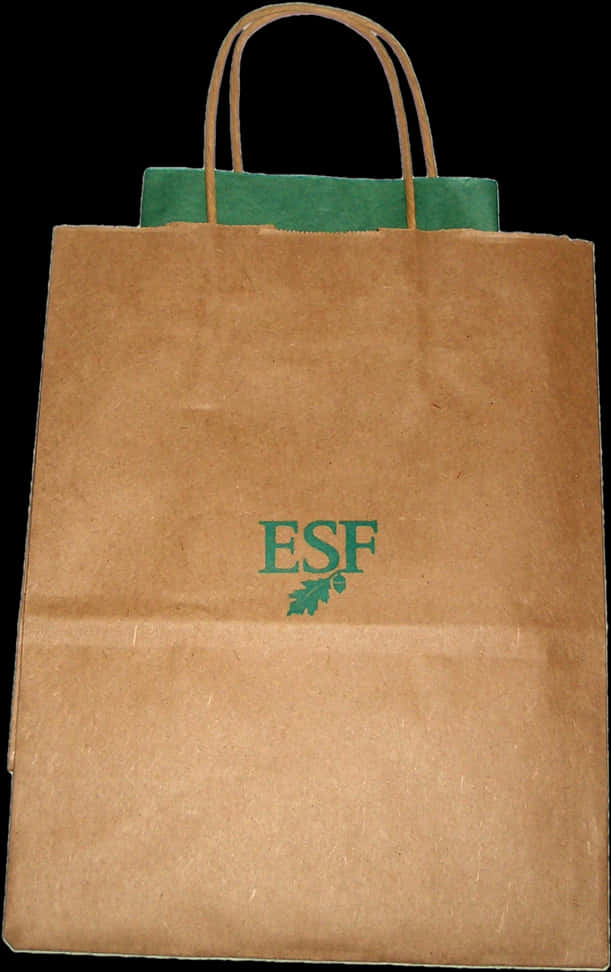 Brown Paper Tote Bagwith Green Handles PNG image