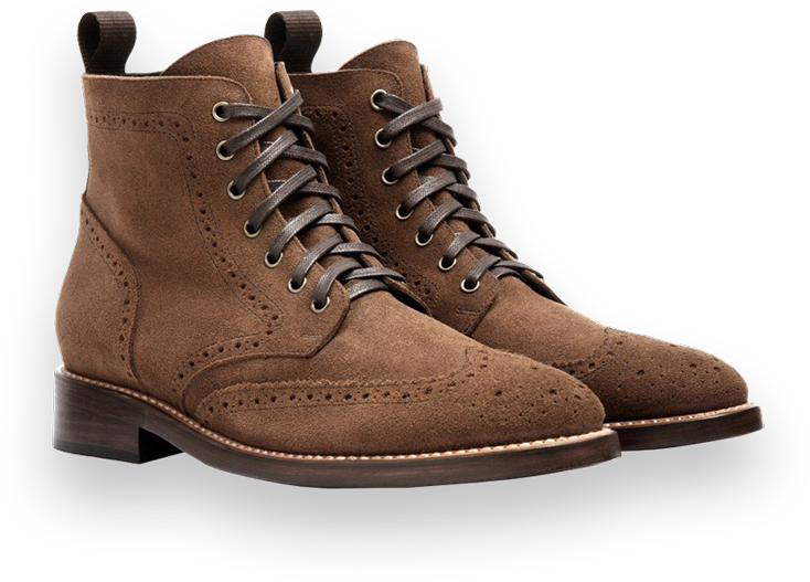 Brown Suede Wingtip Boots PNG image