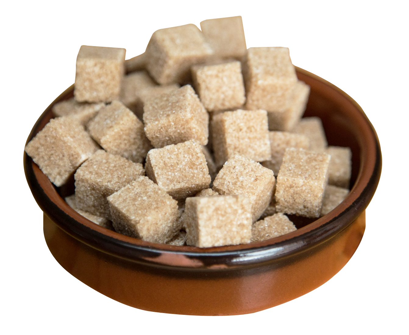 Brown Sugar Cubesin Ceramic Bowl PNG image