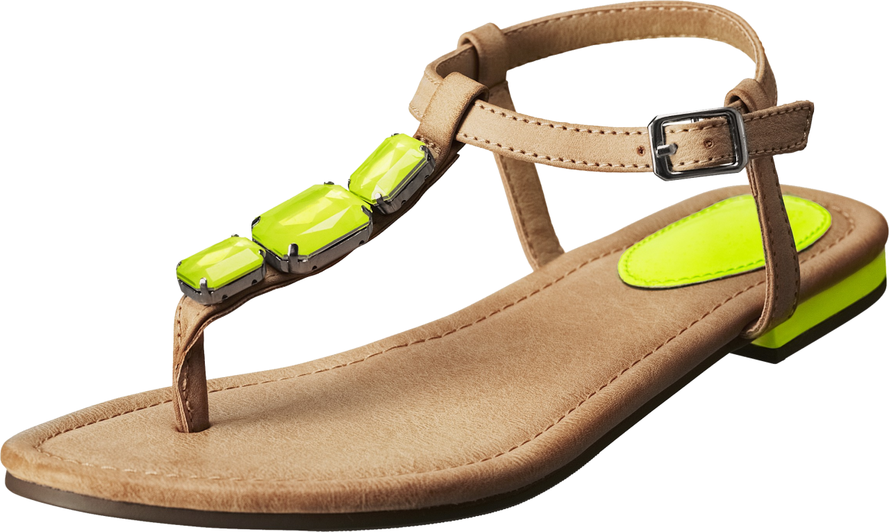 Brownand Neon Green Sandal.png PNG image