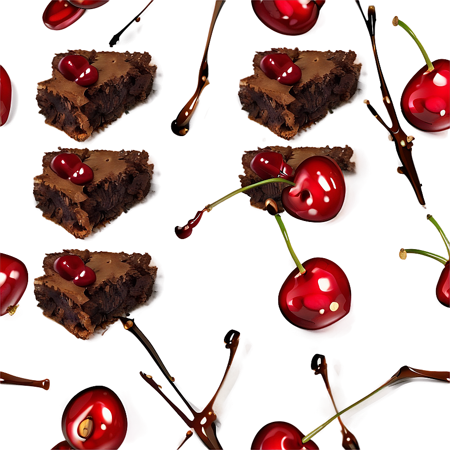 Brownie With Cherries Png Flr PNG image