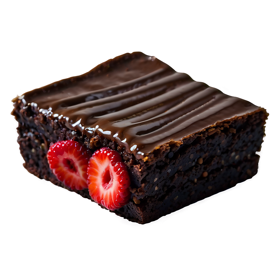 Brownie With Strawberries Png Wql PNG image