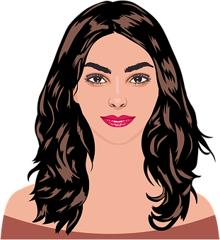 Brunette Woman Vector Portrait PNG image