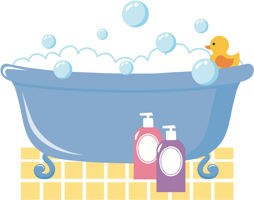 Bubble Bathand Rubber Duck Illustration PNG image