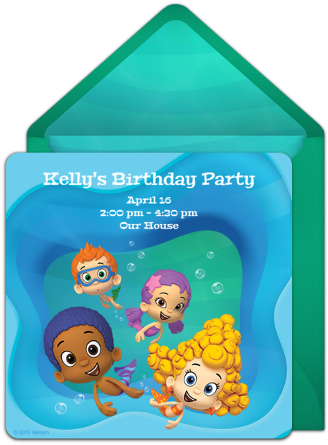 Bubble Guppies Birthday Invitation PNG image