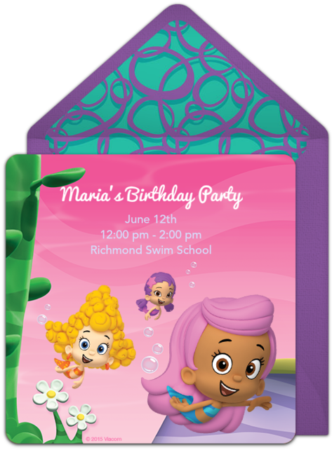 Bubble Guppies Birthday Invitation Template PNG image