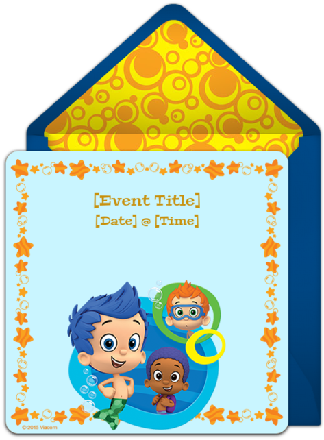 Bubble Guppies Event Invitation Template PNG image