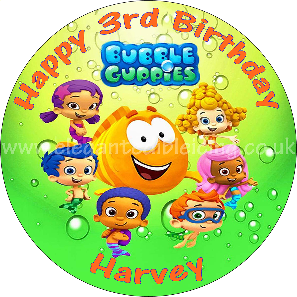 Bubble Guppies3rd Birthday Cake Topper Harvey PNG image