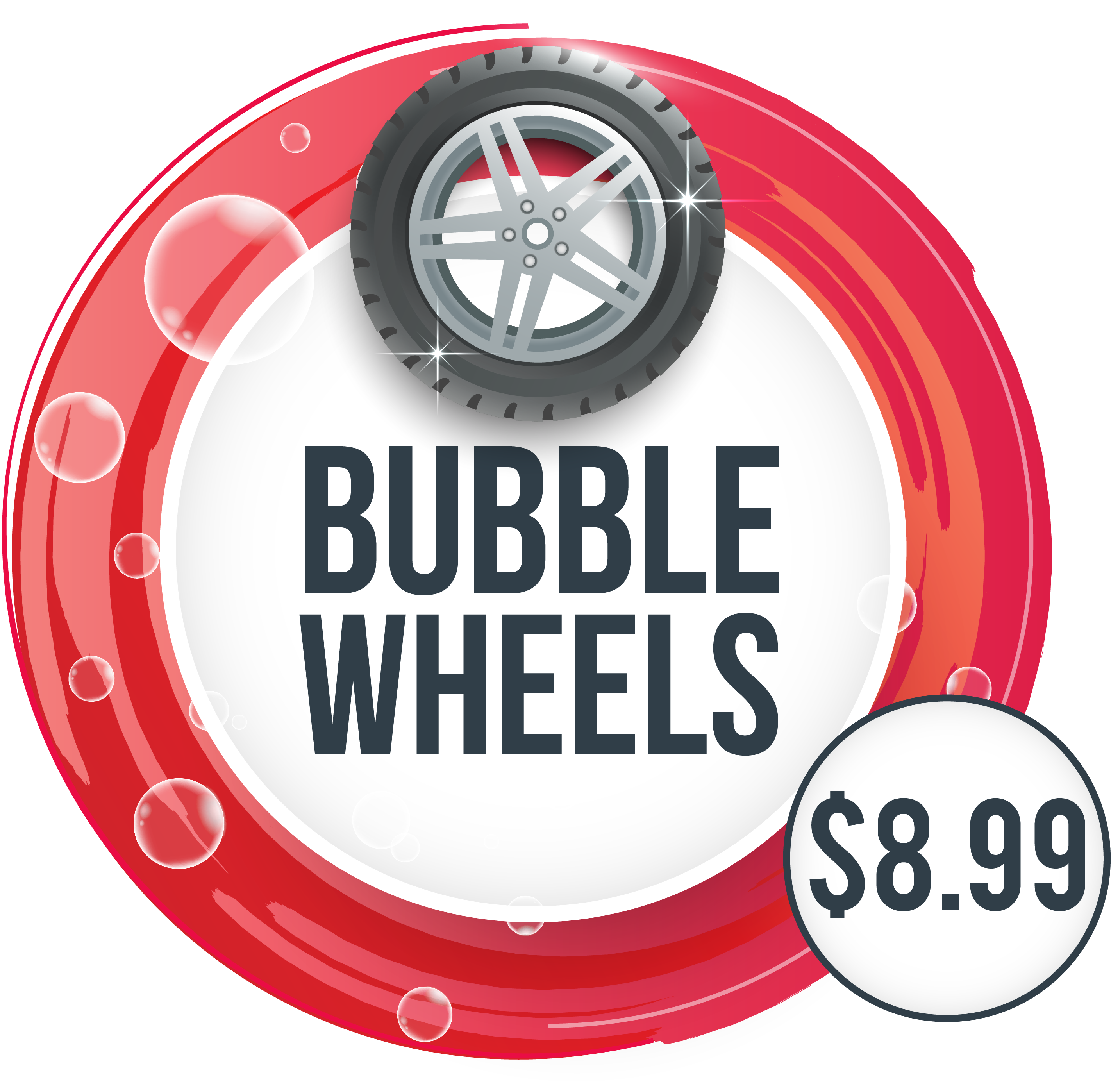 Bubble Wheels Car Wash Deal PNG image