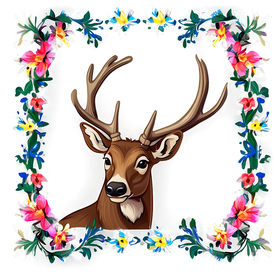 Buck In Floral Frame Png 06252024 PNG image